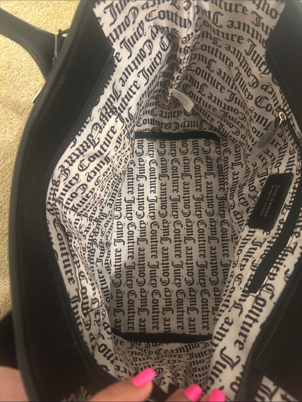 Juicy Couture Black Tote with Crown Charm - Picture 4 of 6